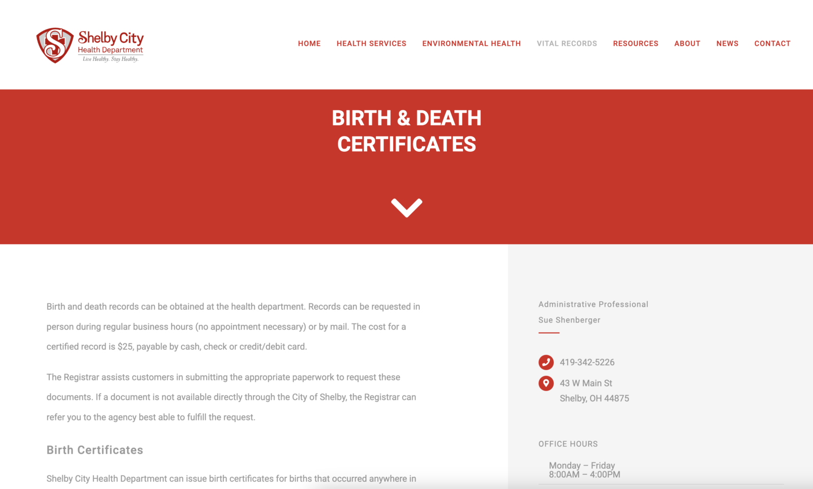 Shelby Health Dept Web - Certificates